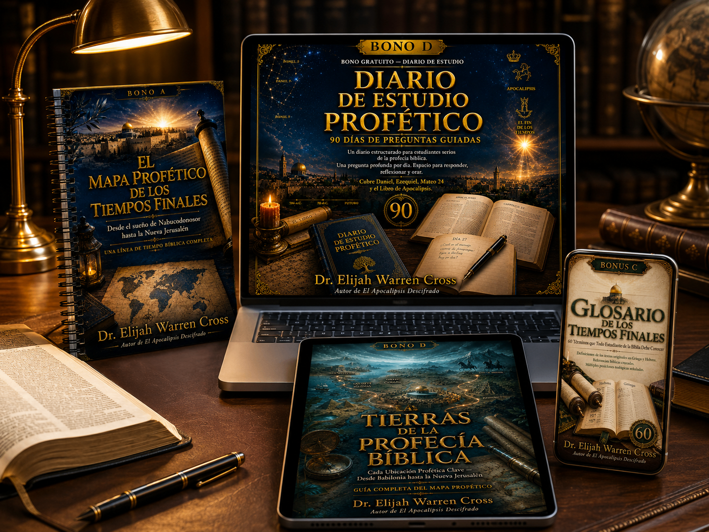 Vista dos quatro bônus exclusivos incluídos com o estudo profético